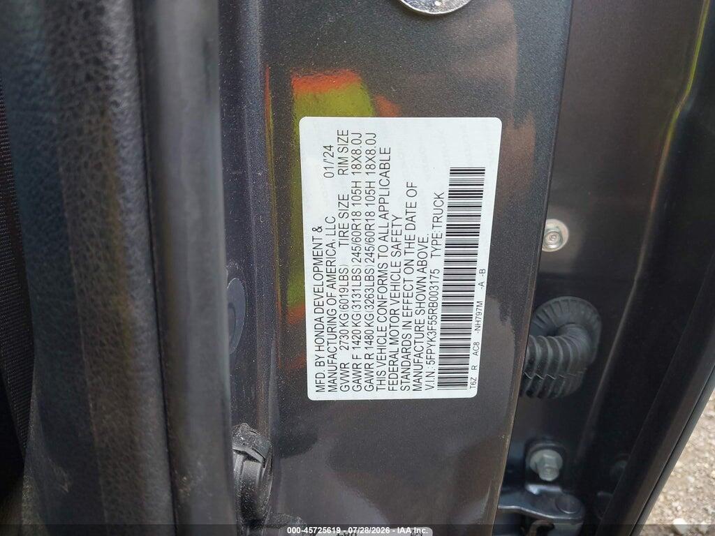 5FPYK3F55RB003175 2024 HONDA RIDGELINE photo no. 9