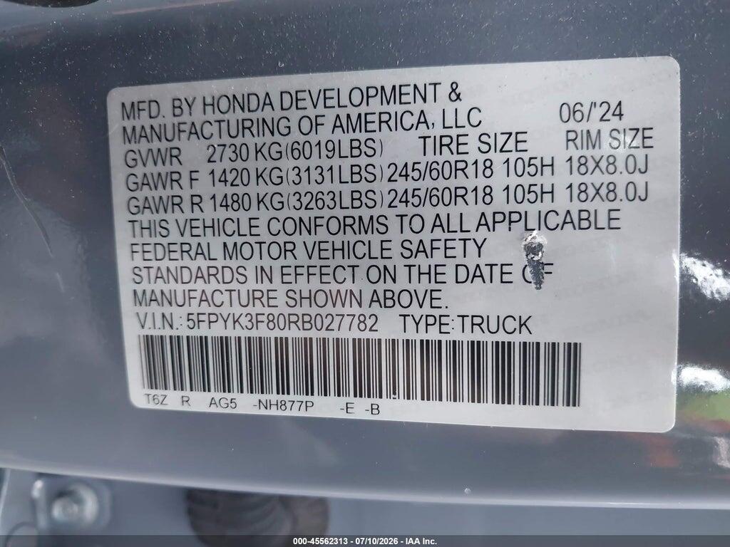 5FPYK3F80RB027782 2024 HONDA RIDGELINE photo no. 9