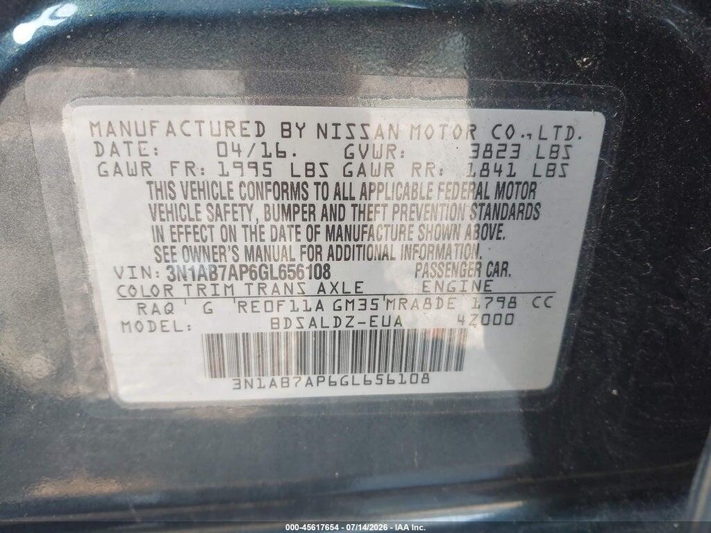 3N1AB7AP6GL656108 2016 NISSAN SENTRA photo no. 9