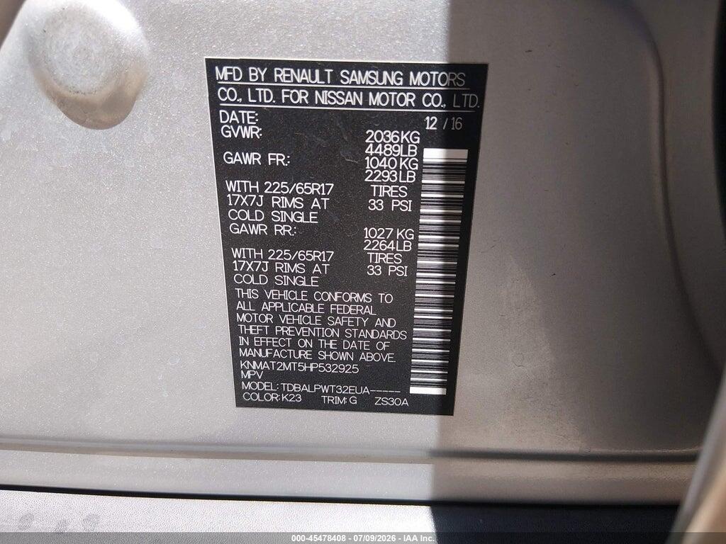 KNMAT2MT5HP532925 2017 NISSAN ROGUE photo no. 9