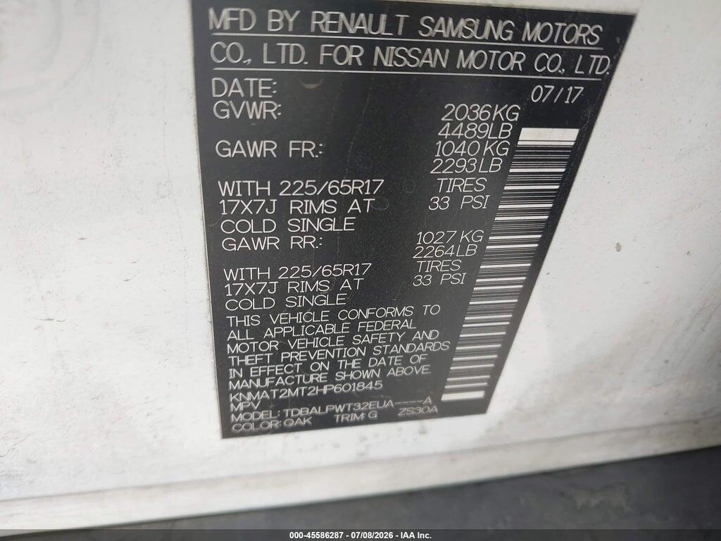 KNMAT2MT2HP601845 2017 NISSAN ROGUE photo no. 9