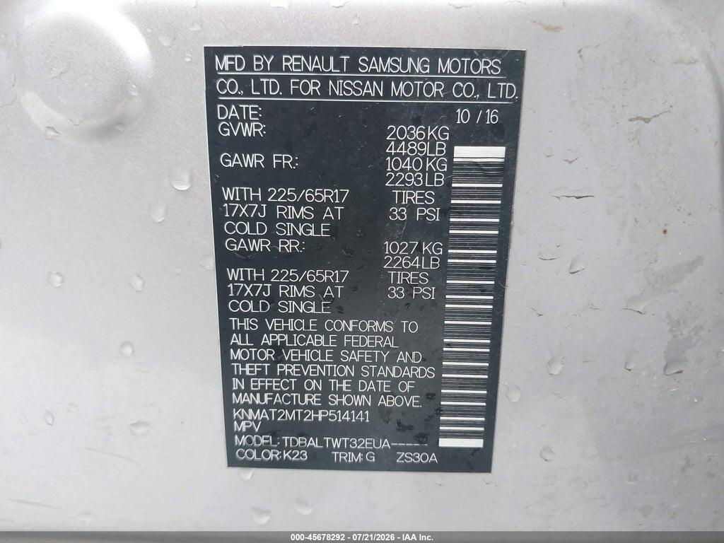 KNMAT2MT2HP514141 2017 NISSAN ROGUE photo no. 9