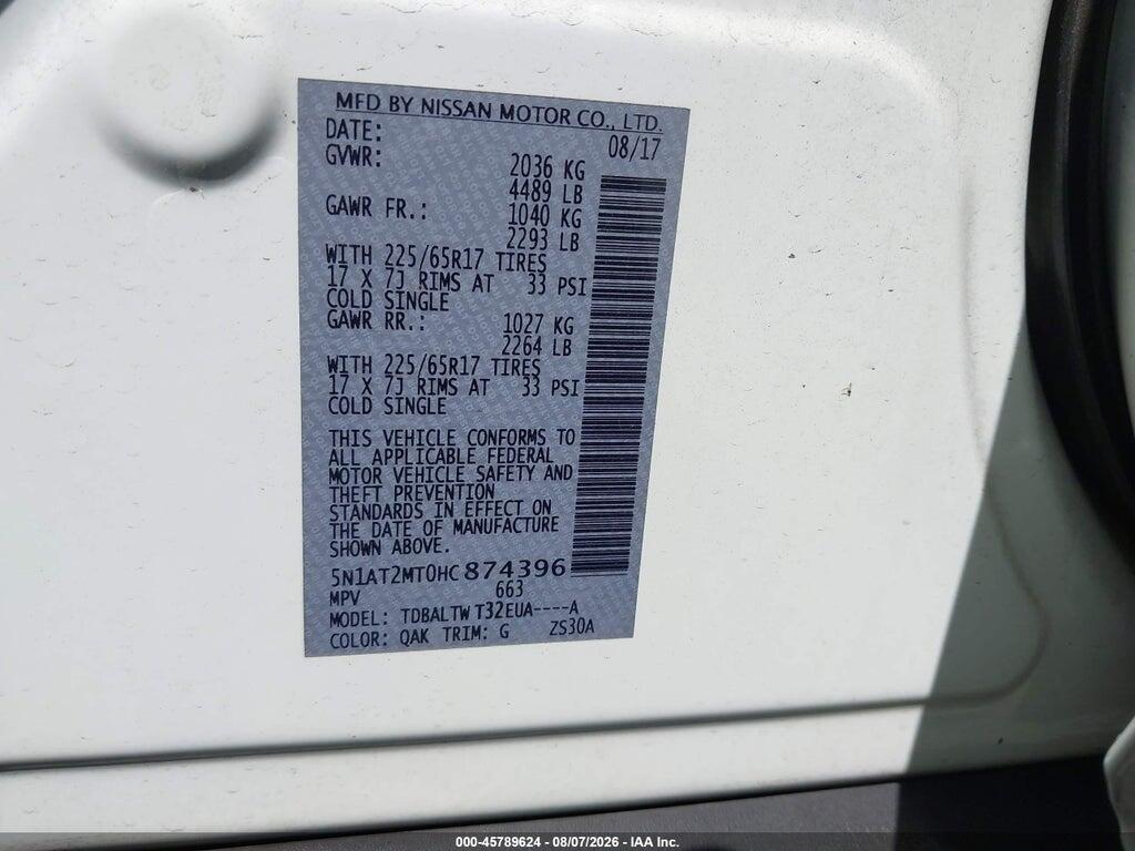 5N1AT2MT0HC874396 2017 NISSAN ROGUE photo no. 9