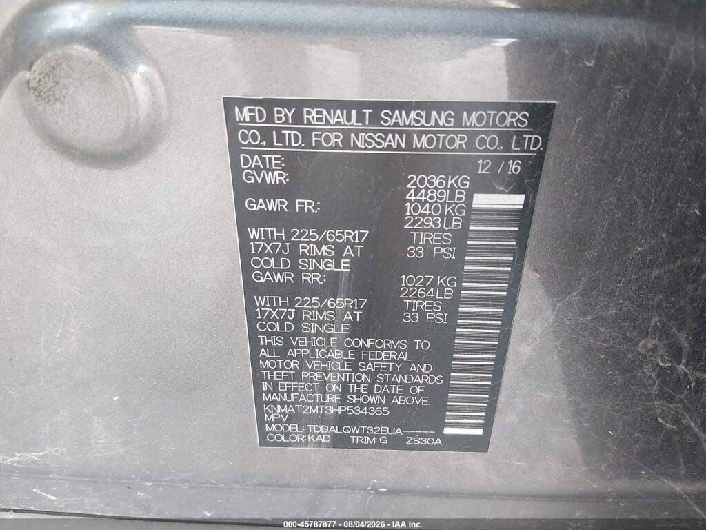 KNMAT2MT3HP534365 2017 NISSAN ROGUE photo no. 9