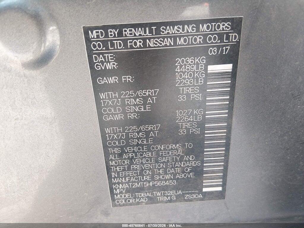 KNMAT2MT5HP568453 2017 NISSAN ROGUE photo no. 9