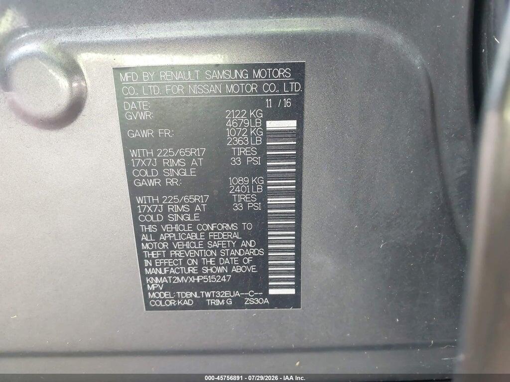 KNMAT2MVXHP515247 2017 NISSAN ROGUE photo no. 9