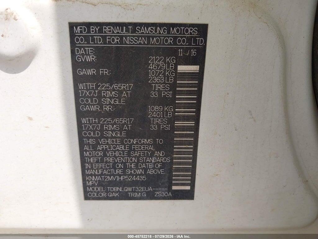 KNMAT2MV1HP524435 2017 NISSAN ROGUE photo no. 9