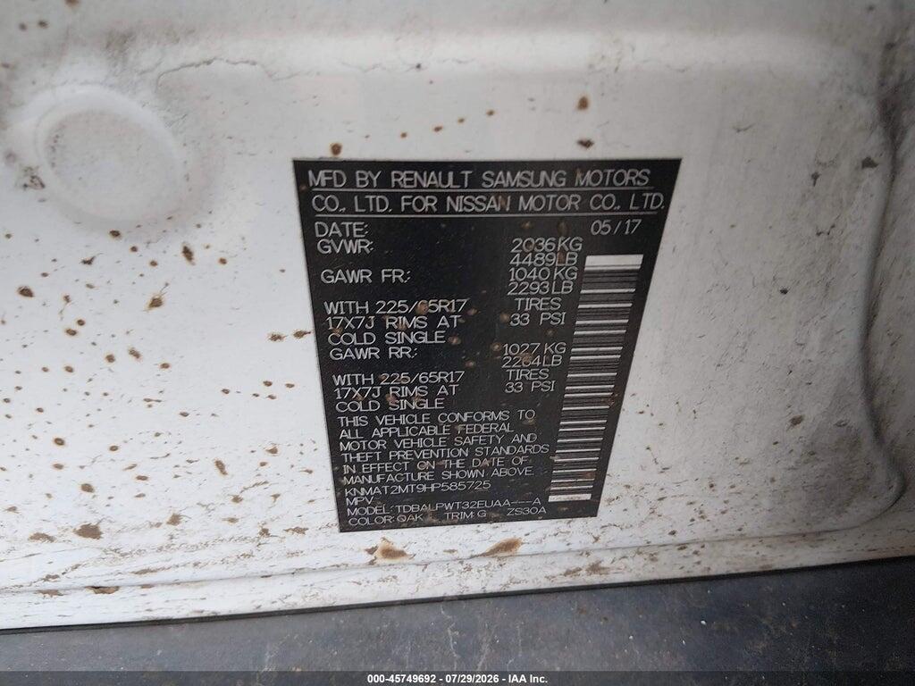 KNMAT2MT9HP585725 2017 NISSAN ROGUE photo no. 9