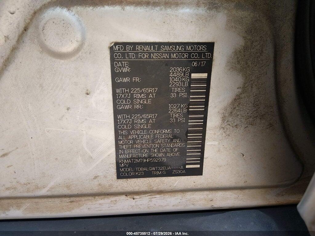 KNMAT2MT9HP592979 2017 NISSAN ROGUE photo no. 9