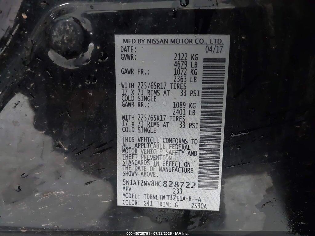5N1AT2MV8HC828722 2017 NISSAN ROGUE photo no. 9