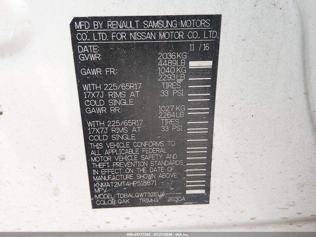 KNMAT2MT4HP518871 2017 NISSAN ROGUE photo no. 9
