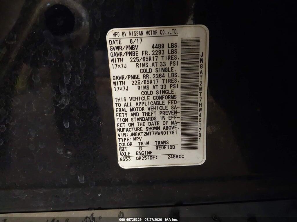 JN8AT2MT7HW401781 2017 NISSAN ROGUE photo no. 9