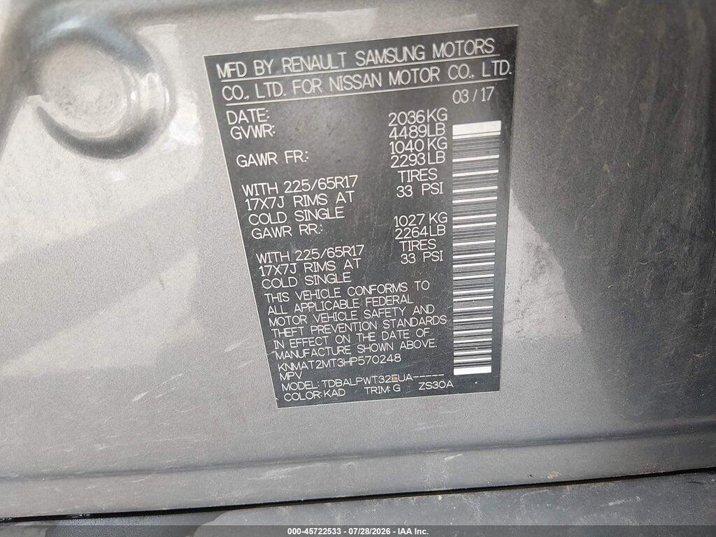 KNMAT2MT3HP570248 2017 NISSAN ROGUE photo no. 9