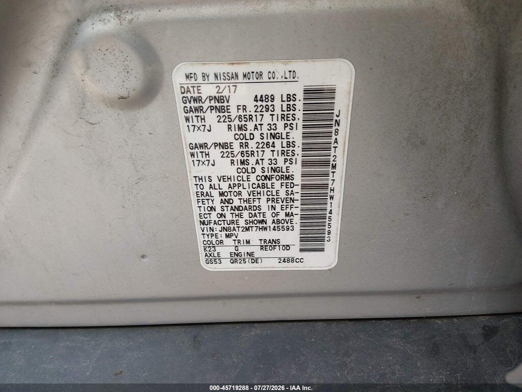 JN8AT2MT7HW145593 2017 NISSAN ROGUE photo no. 9