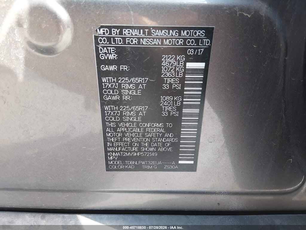 KNMAT2MV9HP572149 2017 NISSAN ROGUE photo no. 9