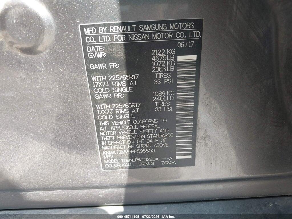 KNMAT2MV5HP598800 2017 NISSAN ROGUE photo no. 9