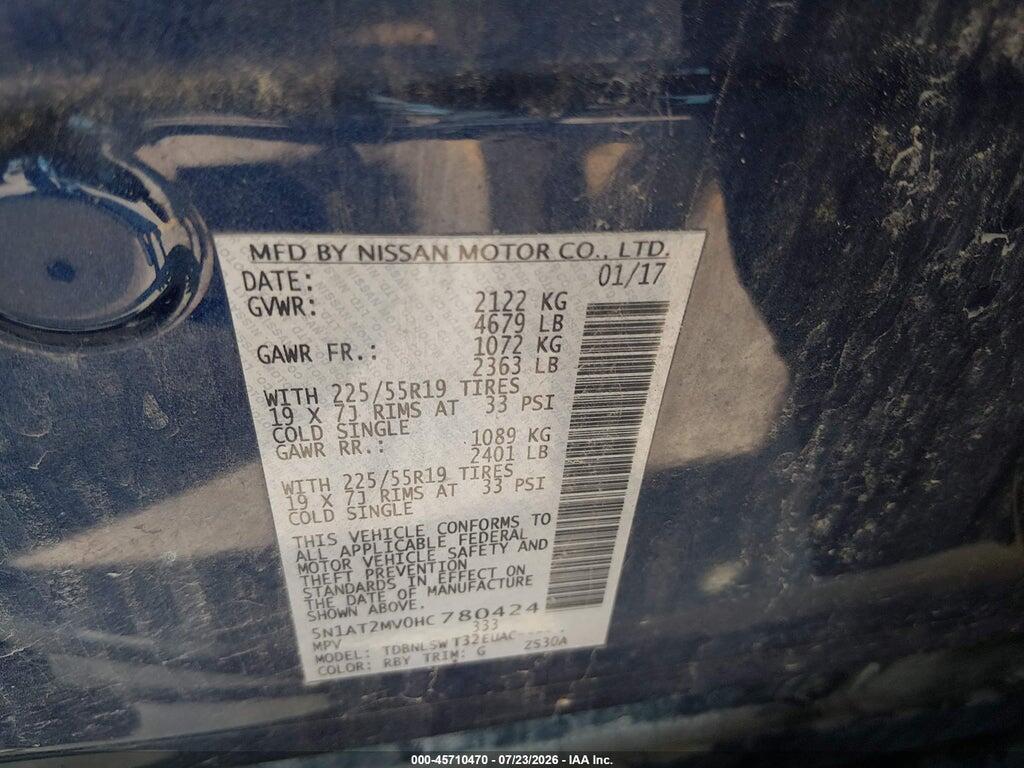 5N1AT2MV0HC780424 2017 NISSAN ROGUE photo no. 9