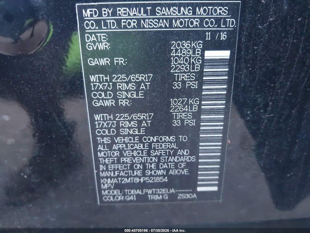 KNMAT2MT8HP521854 2017 NISSAN ROGUE photo no. 9