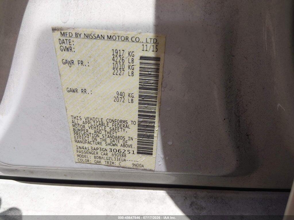 1N4AL3AP3GN306251 2016 NISSAN ALTIMA photo no. 9