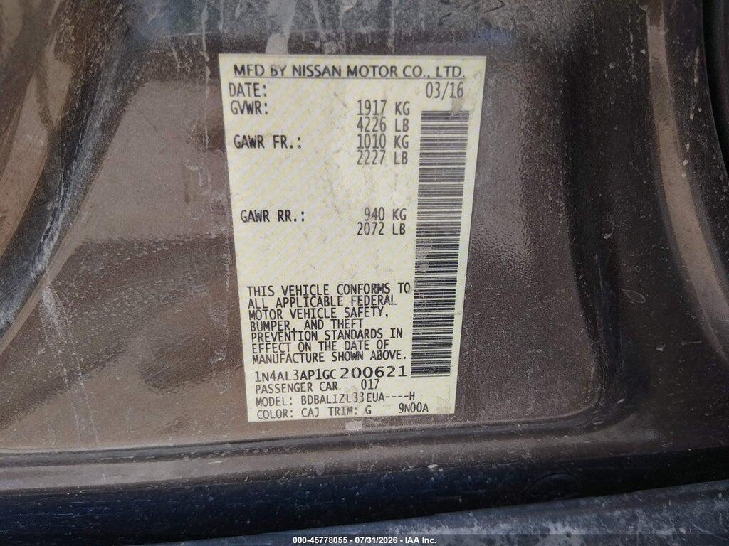 1N4AL3AP1GC200621 2016 NISSAN ALTIMA photo no. 9