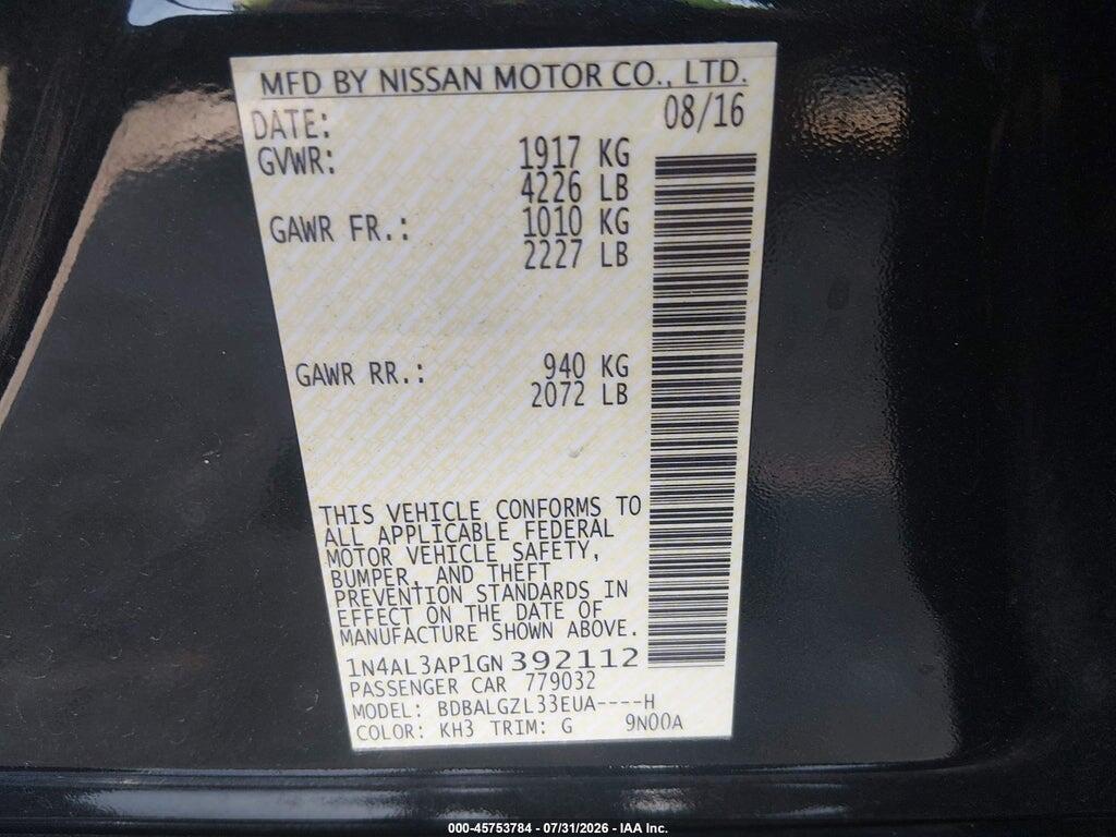 1N4AL3AP1GN392112 2016 NISSAN ALTIMA photo no. 9