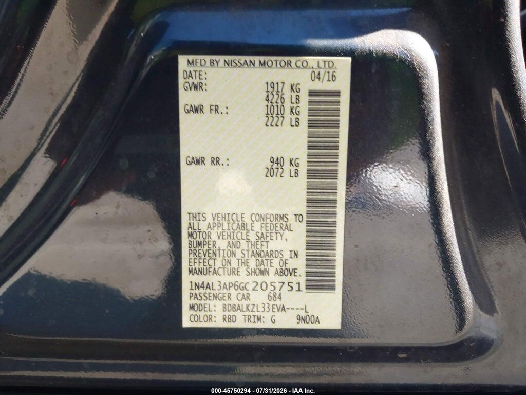 1N4AL3AP6GC205751 2016 NISSAN ALTIMA photo no. 9