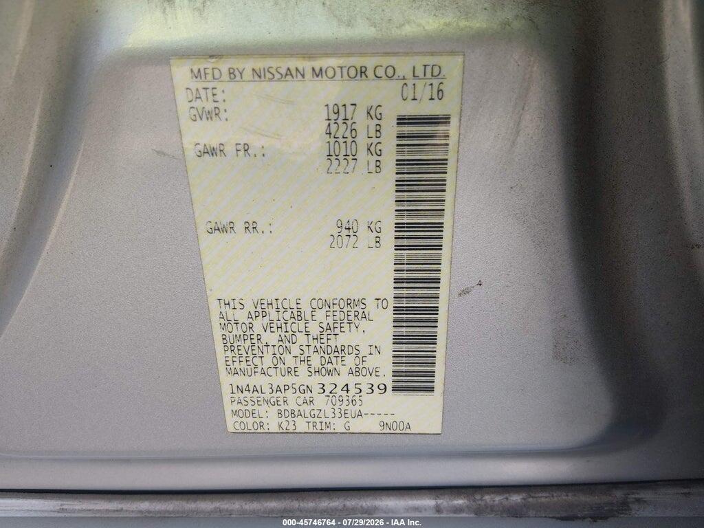 1N4AL3AP5GN324539 2016 NISSAN ALTIMA photo no. 9