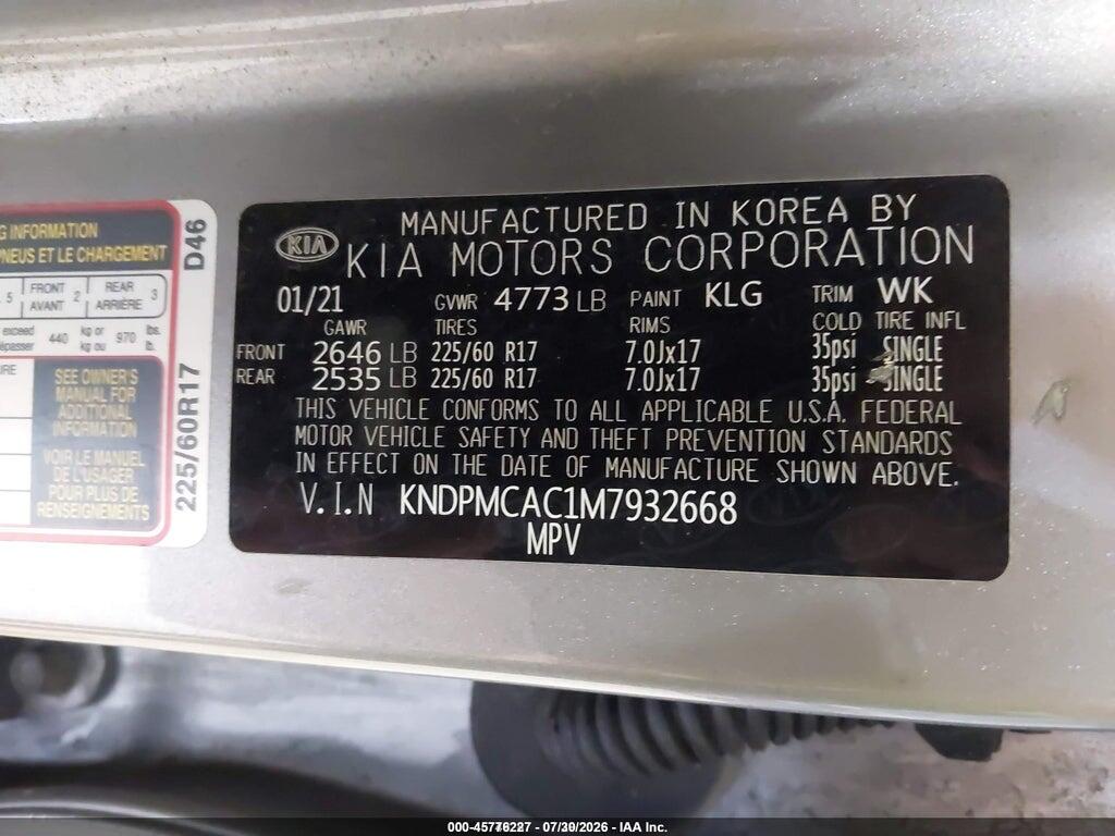 KNDPMCAC1M7932668 2021 KIA SPORTAGE photo no. 9