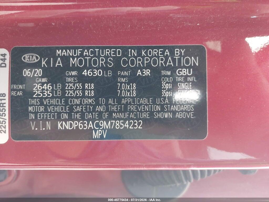 KNDP63AC9M7854232 2021 KIA SPORTAGE photo no. 9