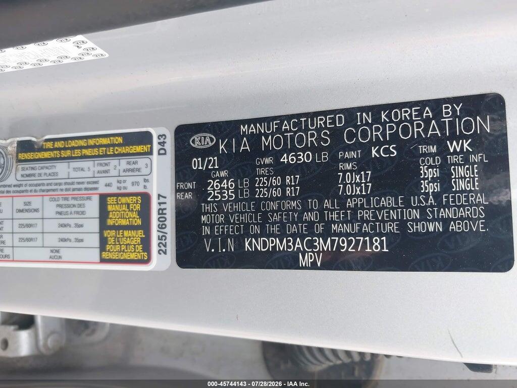 KNDPM3AC3M7927181 2021 KIA SPORTAGE photo no. 9