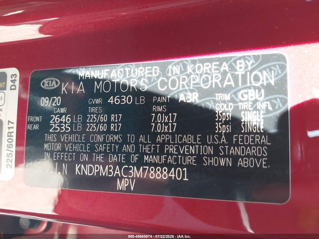 KNDPM3AC3M7888401 2021 KIA SPORTAGE photo no. 9