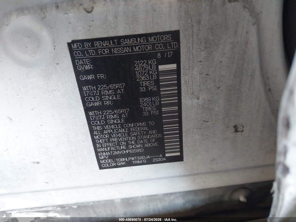 KNMAT2MV0HP615910 2017 NISSAN ROGUE photo no. 9