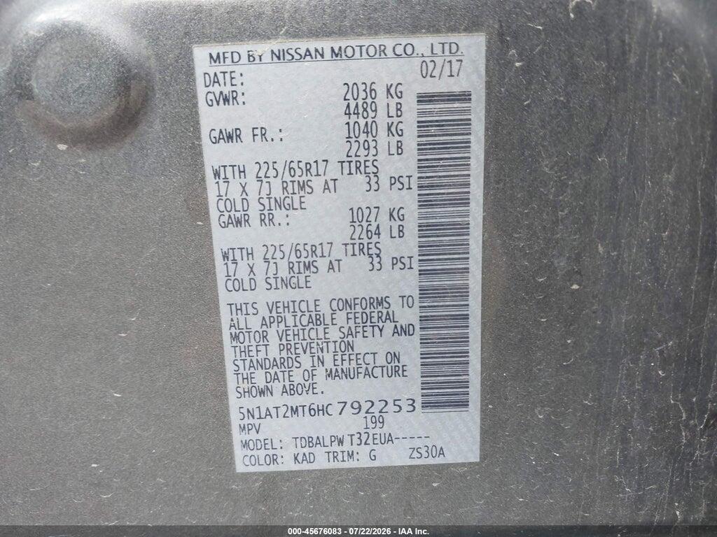 5N1AT2MT6HC792253 2017 NISSAN ROGUE photo no. 9