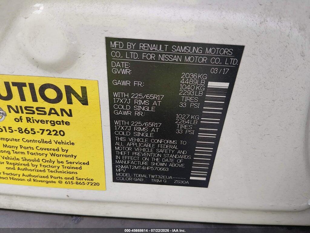 KNMAT2MT4HP570663 2017 NISSAN ROGUE photo no. 9