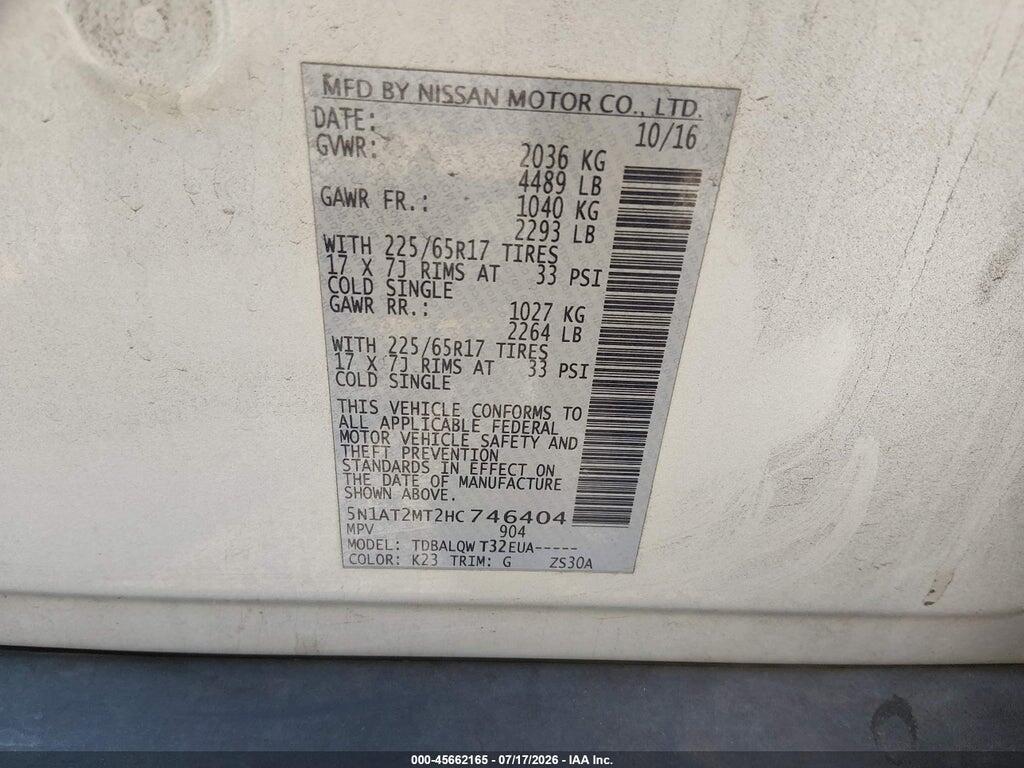 5N1AT2MT2HC746404 2017 NISSAN ROGUE photo no. 9