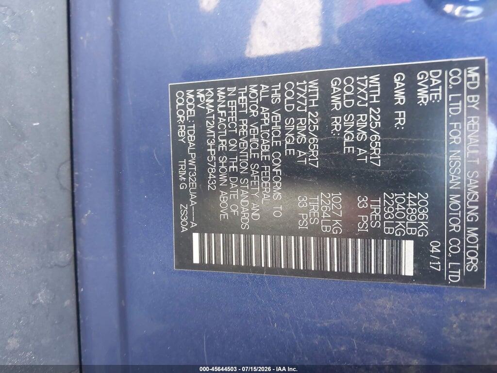 KNMAT2MT3HP578432 2017 NISSAN ROGUE photo no. 9