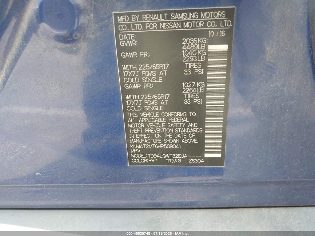 KNMAT2MT6HP509041 2017 NISSAN ROGUE photo no. 9