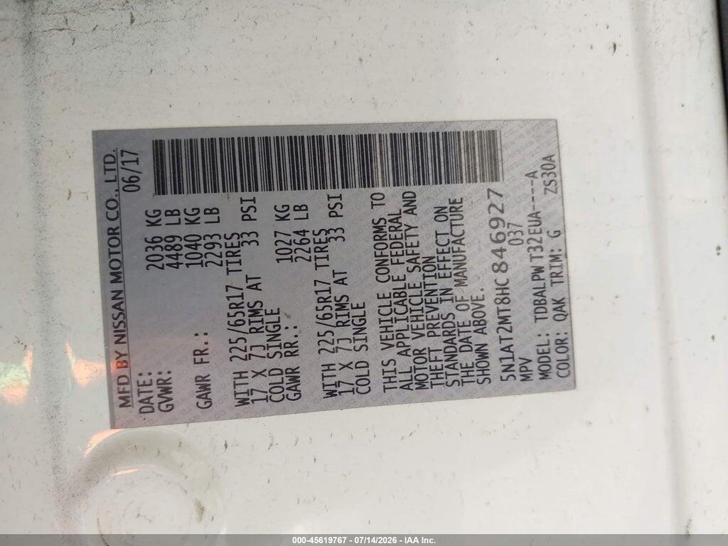 5N1AT2MT8HC846927 2017 NISSAN ROGUE photo no. 9