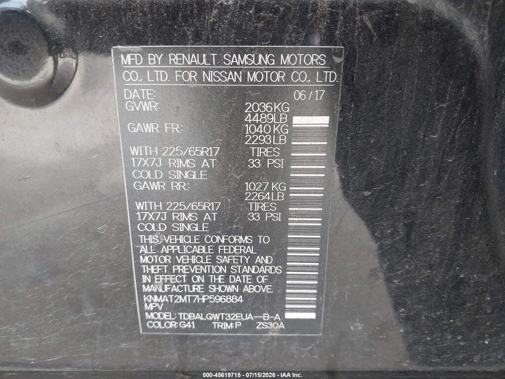 KNMAT2MT7HP596884 2017 NISSAN ROGUE photo no. 9
