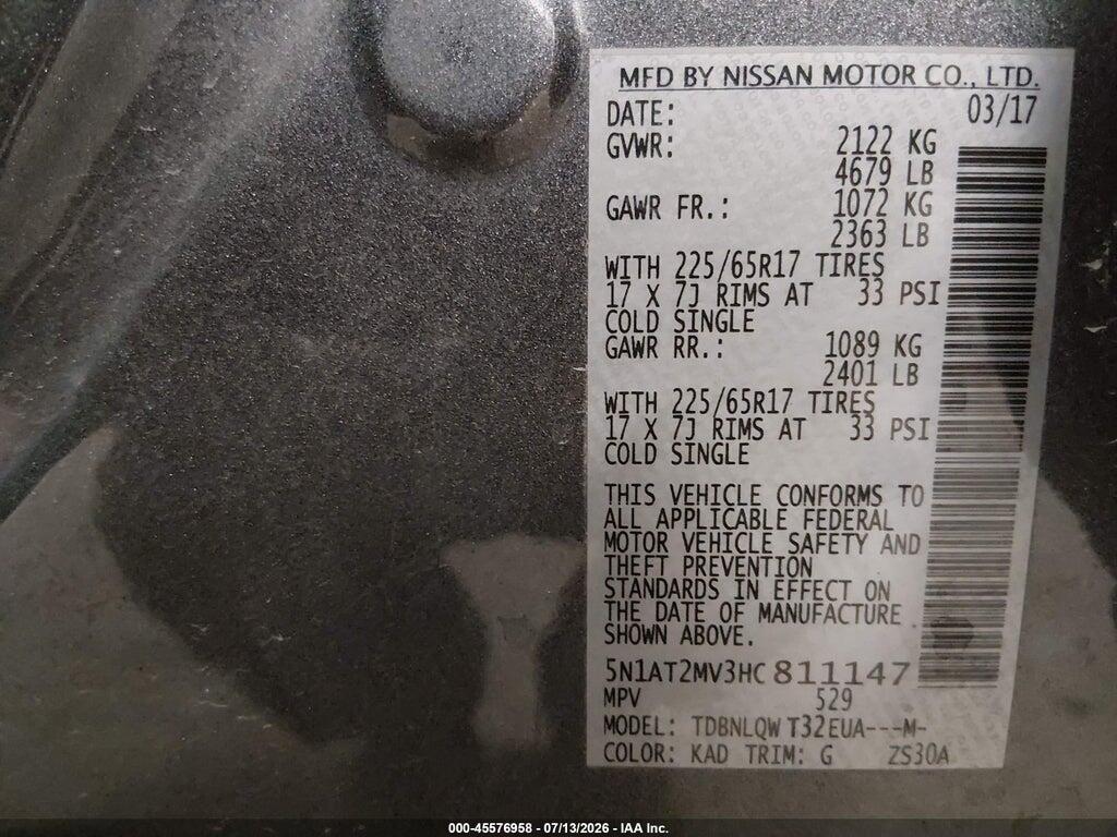5N1AT2MV3HC811147 2017 NISSAN ROGUE photo no. 9