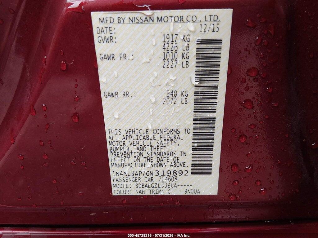 1N4AL3AP7GN319892 2016 NISSAN ALTIMA photo no. 9