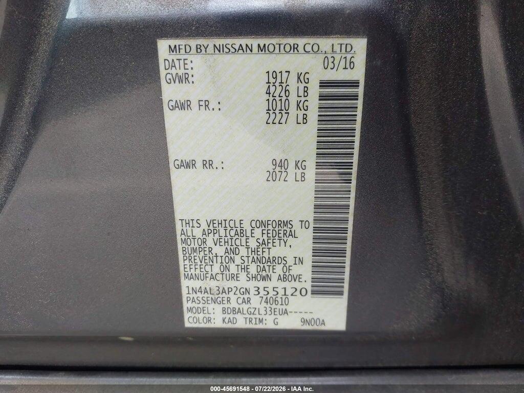 1N4AL3AP2GN355120 2016 NISSAN ALTIMA photo no. 9