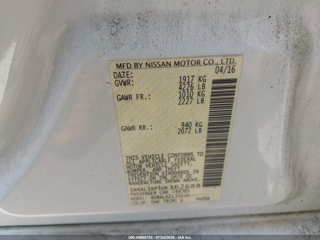 1N4AL3AP3GN362688 2016 NISSAN ALTIMA photo no. 9