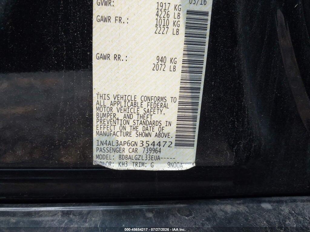 1N4AL3AP6GN354472 2016 NISSAN ALTIMA photo no. 9
