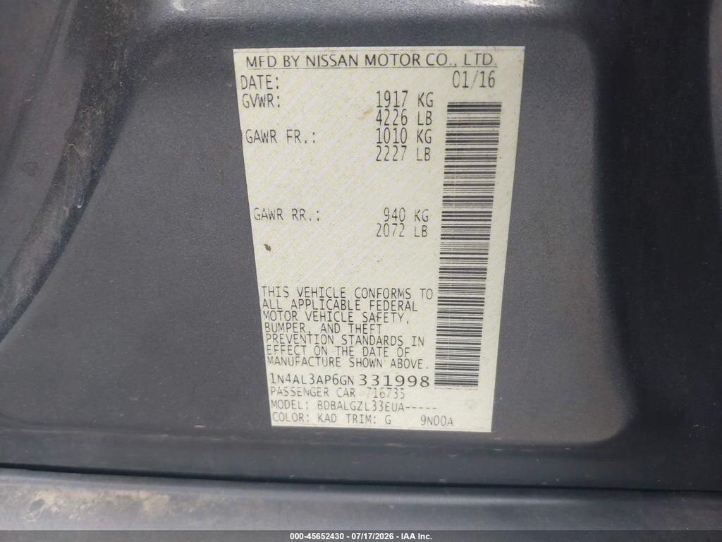 1N4AL3AP6GN331998 2016 NISSAN ALTIMA photo no. 9