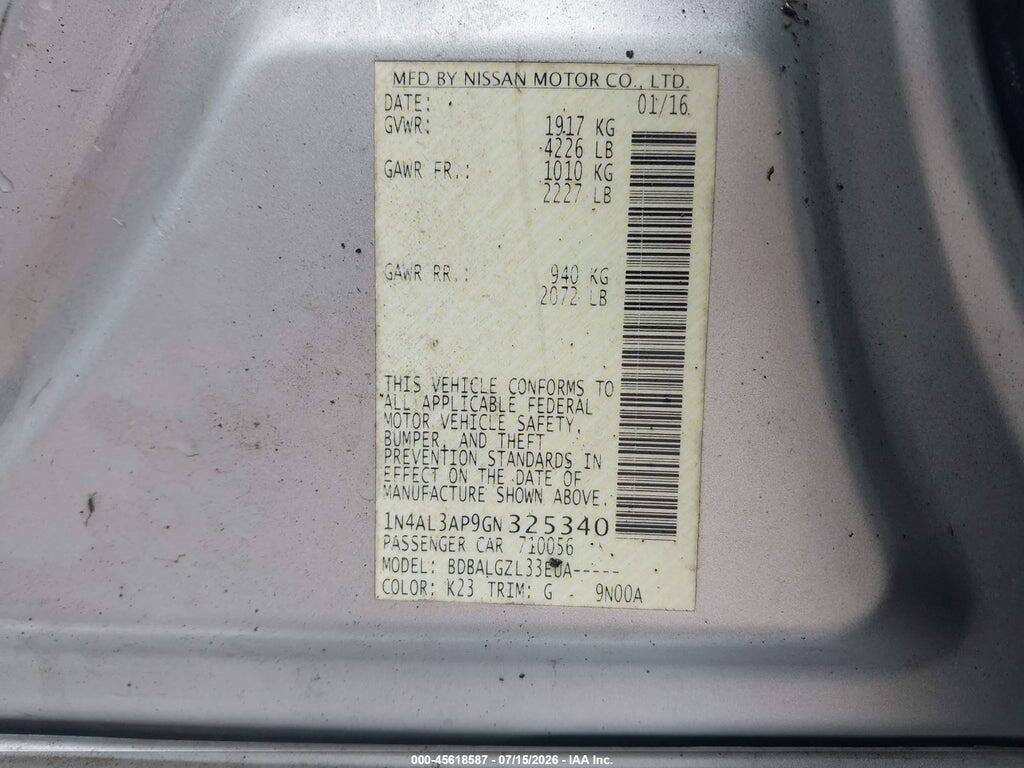 1N4AL3AP9GN325340 2016 NISSAN ALTIMA photo no. 9