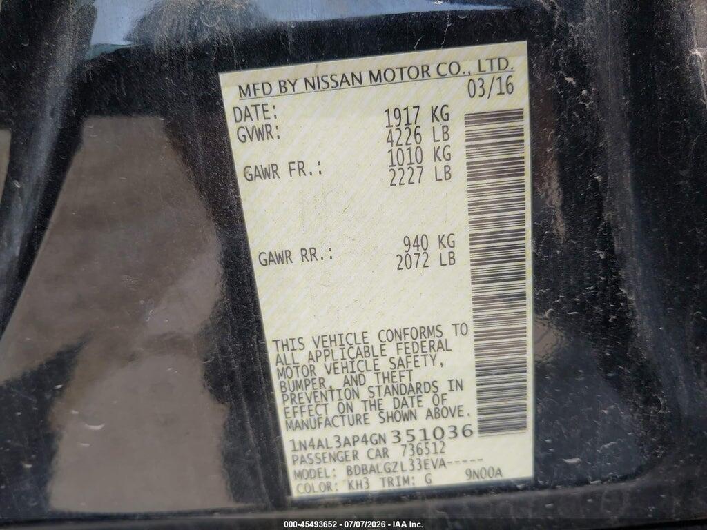 1N4AL3AP4GN351036 2016 NISSAN ALTIMA photo no. 9