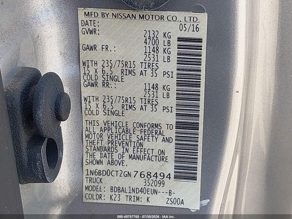 1N6BD0CT2GN768494 2016 NISSAN FRONTIER photo no. 9