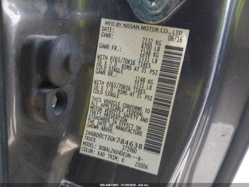 1N6BD0CT3GN784638 2016 NISSAN FRONTIER photo no. 9