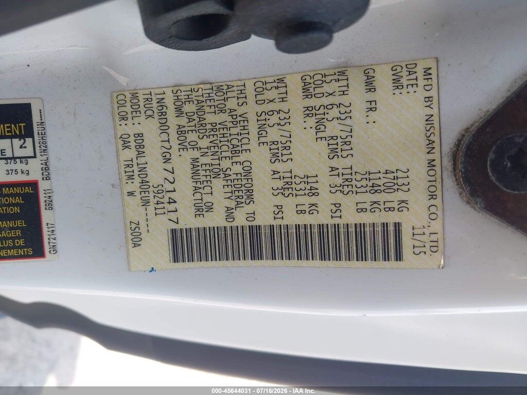 1N6BD0CT2GN721417 2016 NISSAN FRONTIER photo no. 9